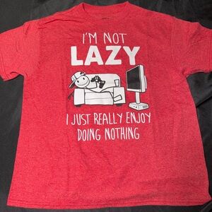 Funny Red Cotton Blend Shirt